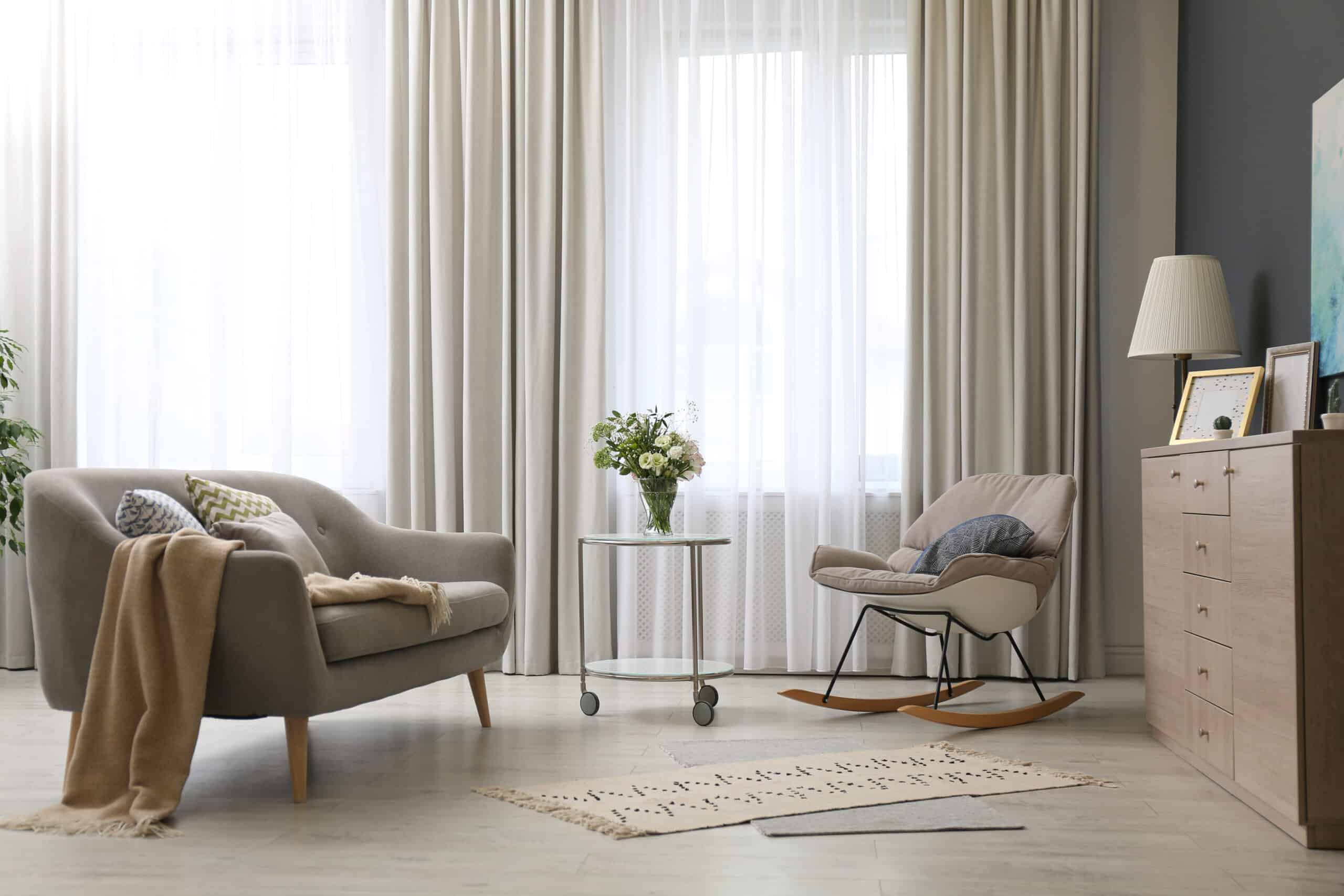 Modern living room with upholstered furniture